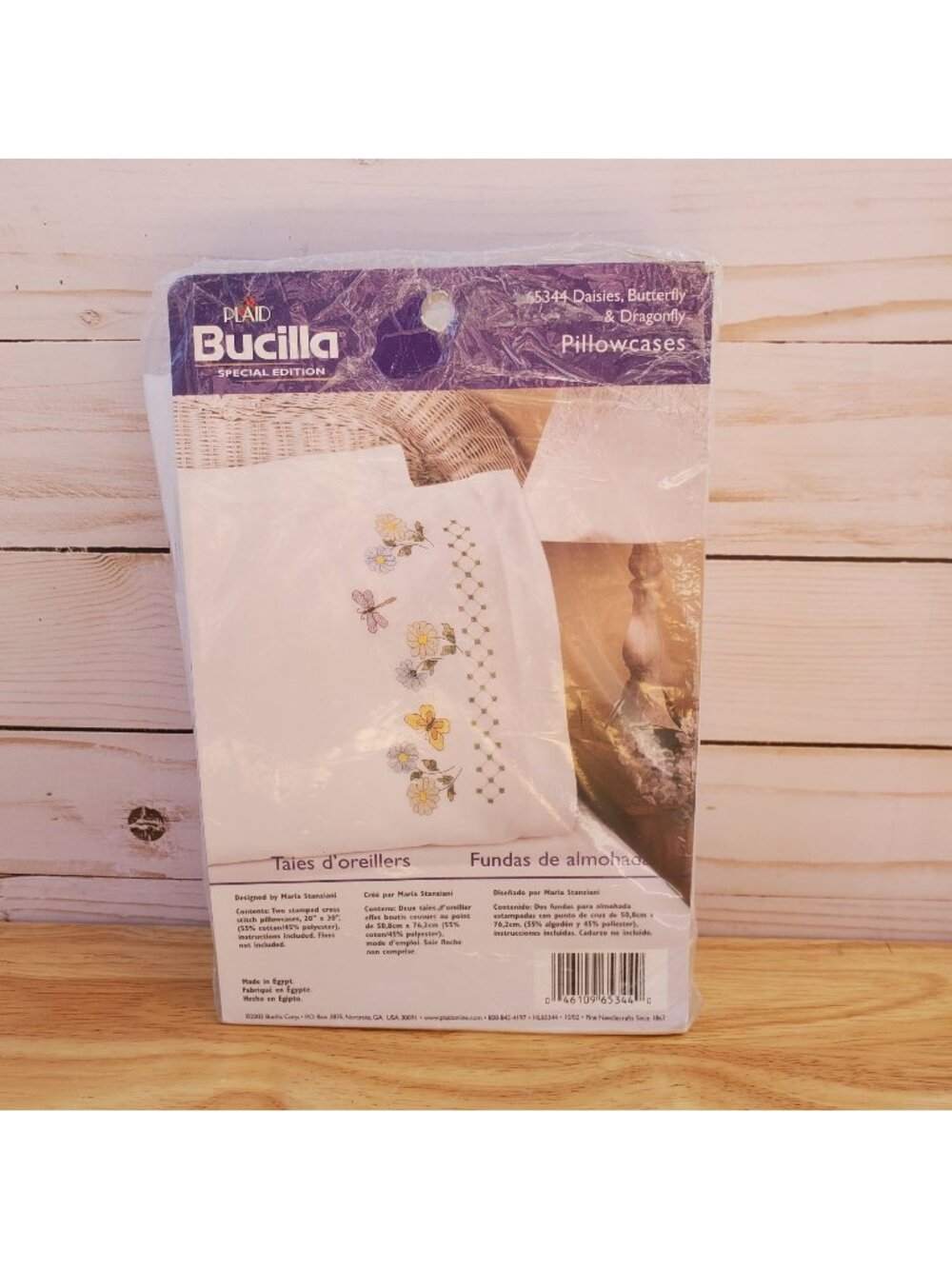 Bucilla Daisies Butterfly Dragonfly Stamped Cross Stitch Pillowcases 20" x 30"